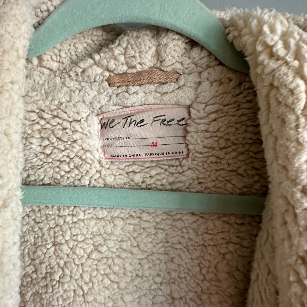 We The Free By Free People Woodlands Plaid Sherpa Jacket Beige - Picture 9 of 12